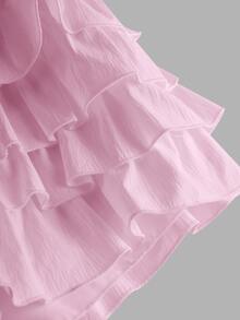SHEIN Tween Girls' Casual Solid Color Skirt Shorts - Pink - View 5