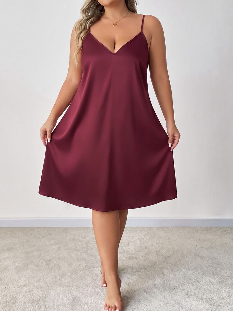 SHEIN CURVE+ Women's Plus Size 2 Pieces Set 22W, Long Sleeve Jacket + Dress - Burgundy - View 3