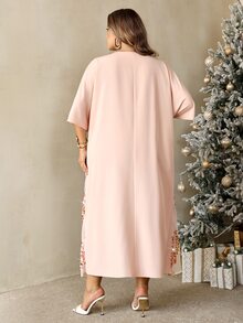 SHEIN CURVE+ Plus Size Elegant Sequin Dress For Evening Party Christmas Luxury Evening Wedding Dress Christmas - Pink - View 2