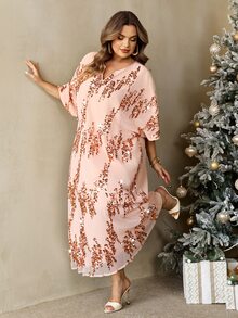 SHEIN CURVE+ Plus Size Elegant Sequin Dress For Evening Party Christmas Luxury Evening Wedding Dress Christmas - Pink - View 8