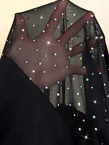 SHEIN CURVE+ 大尺碼女款純色不對稱領不對稱袖寬鬆休閒性感T恤，適合派對、約會、聖誕節 - 彩色 - 查看 8