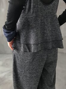 FRIFUL Women's Sleeveless Ruffled Back Decor Loose Wide Leg Jumpsuit For Women Lounge Sets For Women - Grey - View 6
