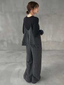 FRIFUL Women's Sleeveless Ruffled Back Decor Loose Wide Leg Jumpsuit For Women Lounge Sets For Women - Grey - View 8