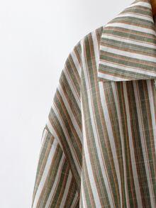 SHEIN CURVE+ 大尺碼女款秋季休閒度假幾何印花長袖寬鬆舒適襯衫，感恩節假期 - 彩色 - 查看 7