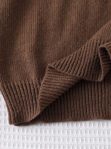 Tween Boys Brown Stripe Casual Preppy Sweater, Versatile Autumn/Winter Essential Layering Piece Long Sleeve Embroidered,Back To School Clothes School - Grey - View 10
