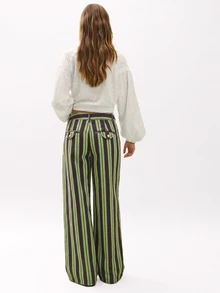 Nöista Striped Denim Jeans With Pocket Detail And Relaxed Straight-Leg Fit, Casual Everyday Style For Fall And Winter Vintage Y2K - Multicolor - View 2