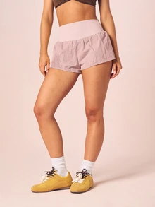 MISSGUIDED High Waist Flowy Running Shorts With Gathered Detail And Built-In Liner For Active Summer Training - Pink - View 5