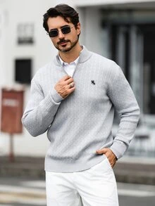 Manfinity Homme 男士騎士圖案休閒日常穿著長袖毛衣，正式，秋季，街頭風，登山，防風外套，戶外派克大衣 - 彩色 - 查看 4