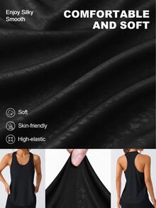 Eassivo Eassivo Casual Plain Racerback Sports Tank Top - Black - View 2