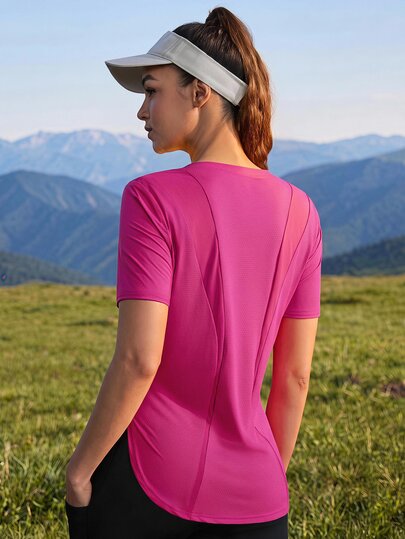 SHEIN Sports 女式撞色短袖休闲运动T恤和背心健身衫