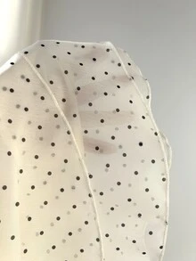 Elamini Women's Spring & Summer Casual Vacation Style Ruffled Layered Chiffon Polka Dot Print Waist Tie Shirt, Flattering Fit, Suitable For Beach - Multicolor - View 4