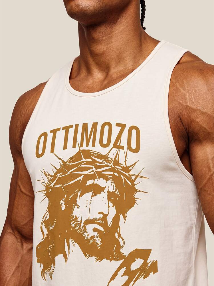 OTTIMOZO Men's 100% Cotton Casual Sports Letter Print Sleeveless Tank Top, Loose Fit, Suitable For Gym Wear In Summer,Gym,Workout,Jogging ,Brands,Cotton Feel - Yellow - View 5