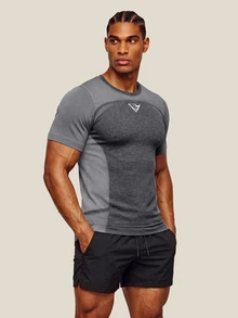 OTTIMOZO Men's Colorblock Casual Daily Wear Sports T-Shirt - Black - View 3