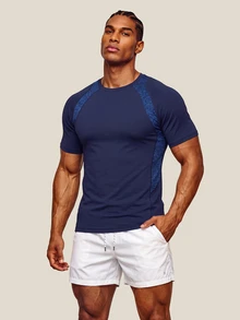 OTTIMOZO Kaos Olahraga Kasual Lengan Pendek Raglan Pria - MultiWarna - View 4