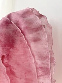 Elamini 女款春夏休閒浪漫優雅度假風荷葉邊層次雪紡粉白印花收腰繫帶襯衫，修身顯瘦，適合海灘派對 - 淺粉色 - 查看 5