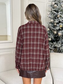 Easowa Women's Street Style Plaid Long Sleeve Overcoat With Pockets - Multicolor - View 5