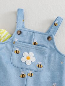 Cozy Pixies Baby Girls Jumpsuits Knit Yellow Powder Blue Overall Pants 2 Pieces Set Holiday Beach Autumn Casual Cute - Multicolor - View 4