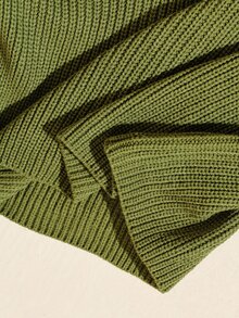 Arave Women's Acrylic Fabric Loose Fit Side Sleeve Button Design Casual Sweater - Army Green - View 12