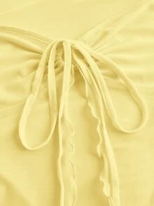 Sweetina Y2k Cute Front Drawstring Sweetheart Sheer T-Shirt Festival Fall Outfits - Light Yellow - View 5