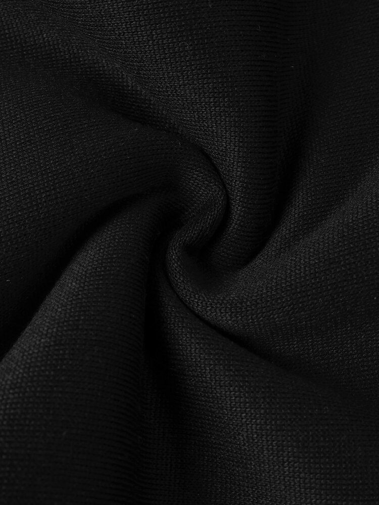 STYNVO Men's Drawstring Tie Pocket Geometric Pattern Sweatpants - Black - View 6