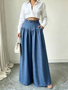 Elenzga French Style Hanging And Wide Leg Pants With Slimming Texture And Elegant Commuting Casual Women's Pants

﻿
﻿ - Dusty Blue - View 2