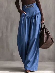 Elenzga French Style Hanging And Wide Leg Pants With Slimming Texture And Elegant Commuting Casual Women's Pants

﻿
﻿ - Dusty Blue - View 3