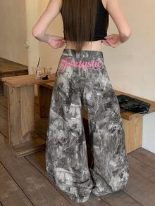 DAZY Women's Street Style All-Over Print Korean Style Denim Jeans Cute Tops - Coffee Brown - View 6