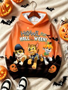SHEIN | PAW Patrol 男嬰卡通印花長袖連帽衛衣，適合日常穿著與節日派對 - 橘色 - 查看 6