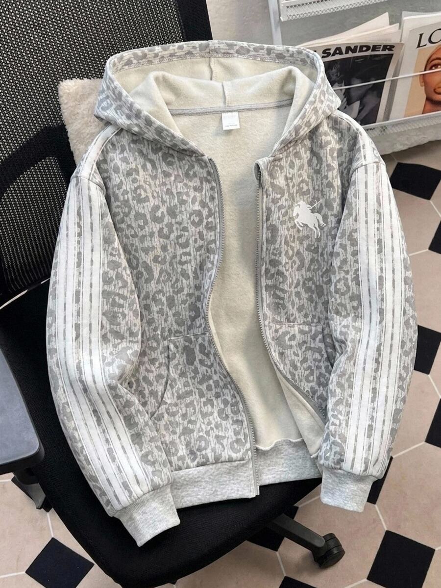 Tween Girl Casual Everyday Versatile Comfortable Leopard Print Sweatshirt - Multicolor - View 1