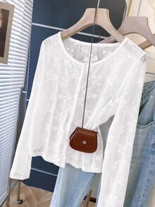 GlowEve CURVE Plus Size Minimalist Elegant Casual Fashion Versatile Lace Women's Jacket Formal Morning White Autumn Fall Party - White - View 6