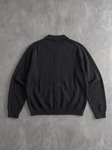 Manfinity EMRG Men's Solid Color Casual Versatile Daily Wear Cardigan,Bomber,Airplane Buckle,Parka,Bomber - Black - View 3