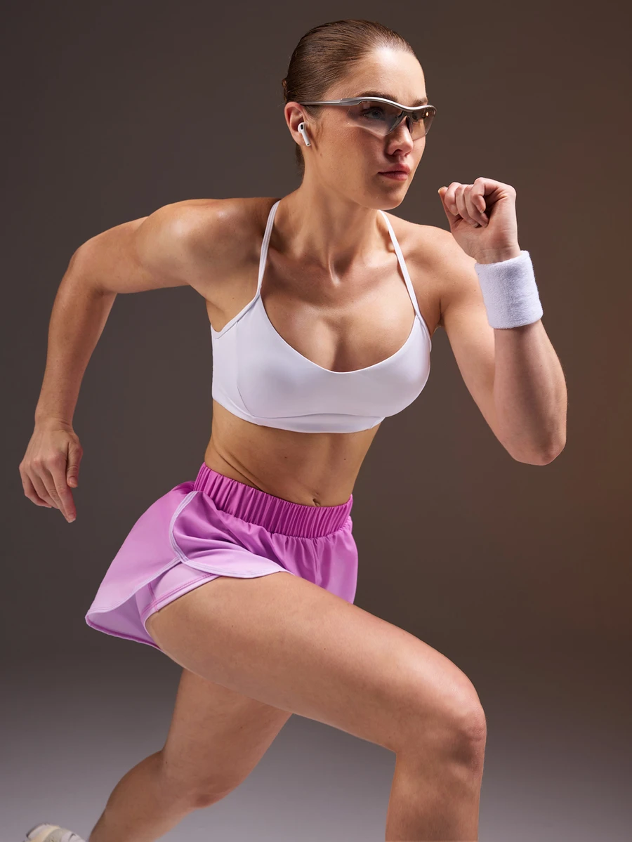 Powerista Women's Solid Color Criss-Cross Back Sports Bra And Shorts Set Gym Fitness Running Casual Sporty Modest Workout White Light Pink Summer