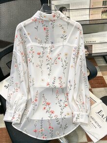 INAWLY 女款花卉圖案休閒百搭日常穿著襯衫 - 彩色 - 查看 2