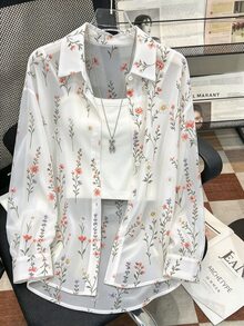 INAWLY 女款花卉圖案休閒百搭日常穿著襯衫 - 彩色 - 查看 1