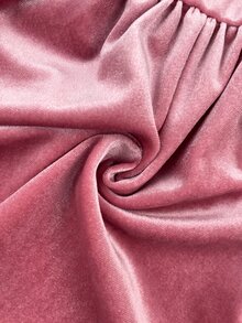 SHEIN Baby Girl Velvet Printed Peter Pan Collar Waist-Cinching Long Sleeve Ruffle Hem A-Line Dress, Suitable For Winter - Pink - View 8