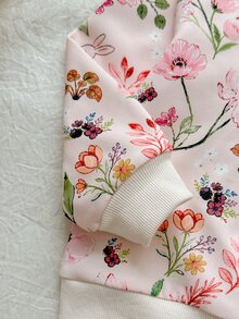 SHEIN Vintaside Kids 女童黃色漸層花卉長袖衛衣與羅紋內搭褲套裝，時尚可愛春/秋季穿搭 - 彩色 - 查看 5