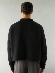 Mainfolk 男士针织休闲宽松长袖半开襟 Polo 衫 - 芥末黃 - 查看 5