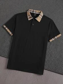 Mainfolk Men's Knight Embroidery Short Sleeve Polo Shirt, Casual Johnny Collar Pullover, Solid Color Summer Commuter Tee, Father's Day Gifts, Football - Silver - View 2