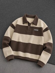 Mainfolk Men's Knit Casual Everyday Loose Fit Half-Zip Long Sleeve Sweatshirt - Gold - View 2