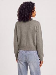 SHEIN BASICS 女款復古休閒素色單排扣長袖針織開襟衫，適合辦公、日常、校園、商務，灰褐色，秋季 - 駝色 - 查看 2