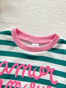 SHEIN Vintaside Kids 女童黃色漸層花卉長袖運動衫與羅紋內搭褲套裝，時尚可愛春/秋季穿搭 - 彩色 - 查看 8