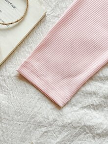 SHEIN Vintaside Kids 女童黃色漸層花卉長袖運動衫與羅紋內搭褲套裝，時尚可愛春/秋季穿搭 - 彩色 - 查看 6