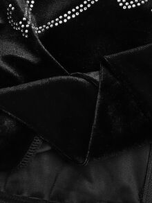 SHEIN Kids Tween Girl Autumn/Winter Casual Street Style Velvet Rhinestone Back Kangaroo Pocket Hooded Zip-Up Sweatshirt And Slim Flare Pants 2 Pieces Set, Halloween, Christmas Outfit - Black - View 11