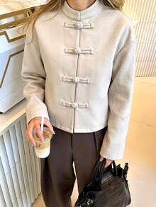 Siren Gaze New Autumn/Winter New Chinese Style Overcoat For Women Dinner Everyday Night Everyday Beige Elegant - Apricot - View 14
