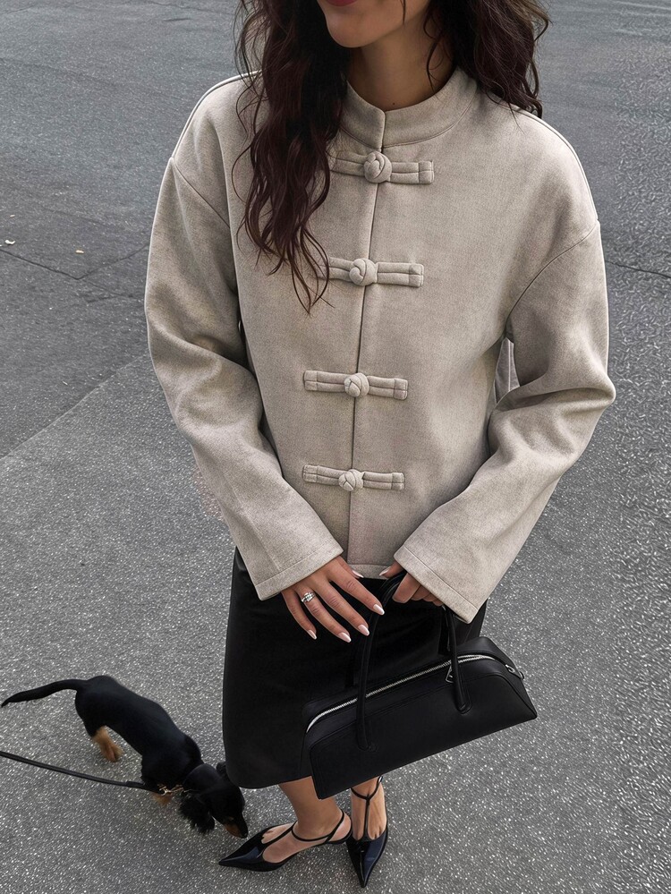 Siren Gaze New Autumn/Winter New Chinese Style Overcoat For Women Dinner Everyday Night Everyday Beige Elegant - Apricot - View 13