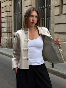 Siren Gaze New Autumn/Winter New Chinese Style Overcoat For Women Dinner Everyday Night Everyday Beige Elegant - Apricot - View 16