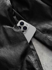 AXEPEAK Men's Autumn Casual Fashion Street Punk Style Design Button Decor Zipper Front PU Leather Jacket - Black - View 6