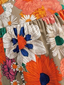 SHEIN Serisse Kids 少女小碎花無袖中長洋裝，米色度假風夏季波希米亞風，適合少女 - 彩色 - 查看 5