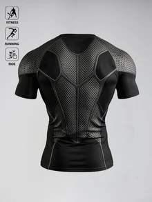 BATMAN X SHEIN Gym Rark 男士拼色休閒百搭日常旅行運動T恤 - 彩色 - 查看 2