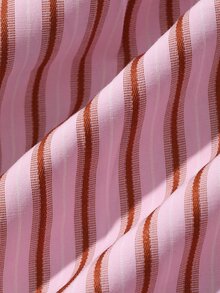 DAZY Women's Pink Striped Single-Breasted Polo Collar Long Sleeve Sweet Blouse - Pink - View 7